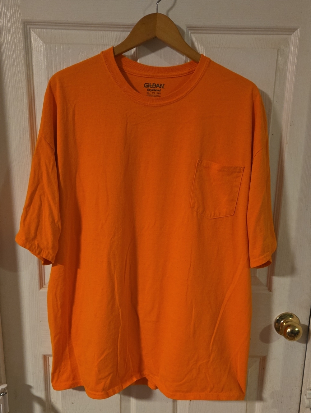 Gildan Men's Bright Orange Pocket Crew Tee